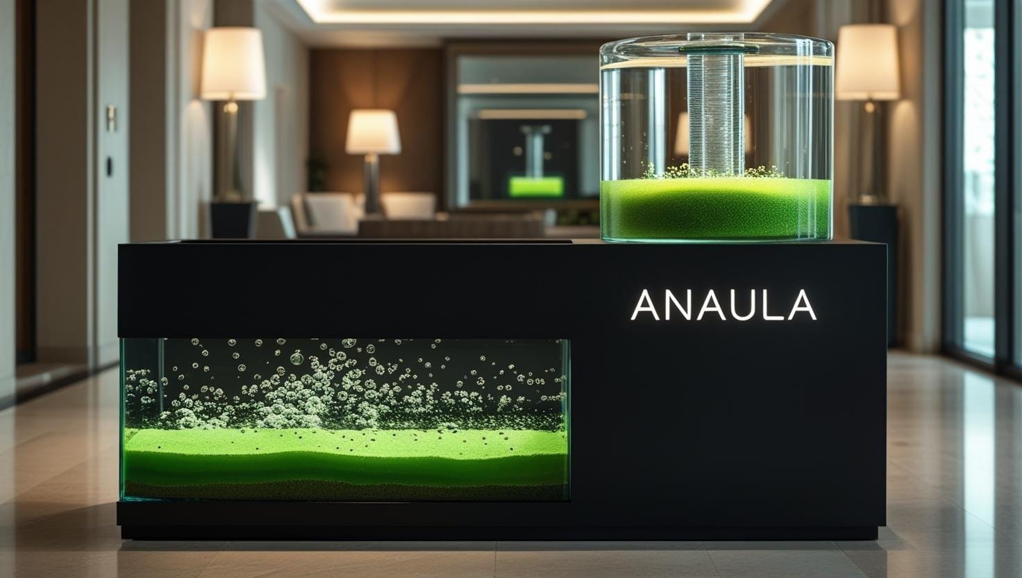 Anaula bioreactor in luxury hotel lobby