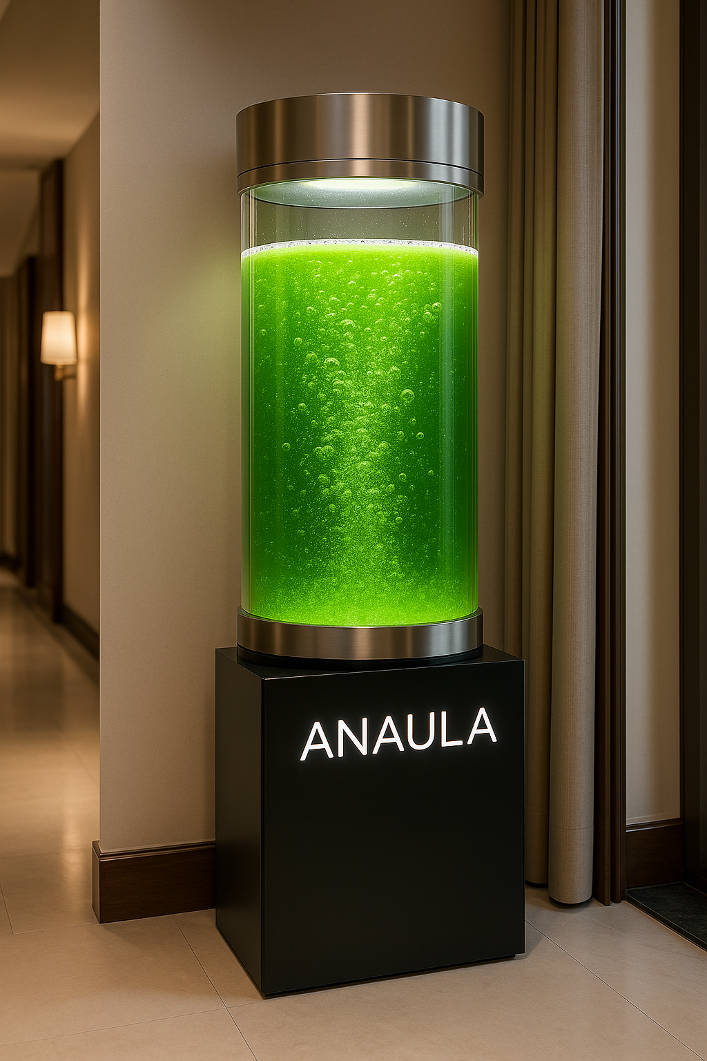 Anaula corner bioreactor for hotel spaces